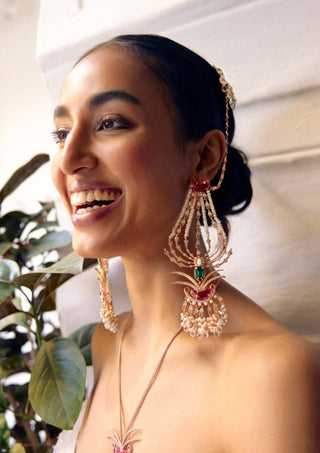 Outhouse-Rose Gold Le Grande Sahara Earrings-INDIASPOPUP.COM