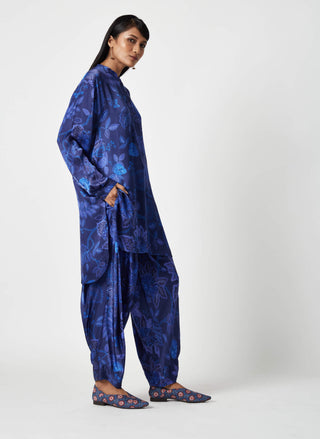 Payal Pratap-Laki Navy Blue Printed Tunic-INDIASPOPUP.COM