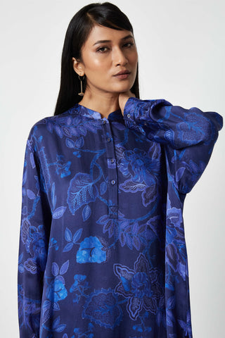 Payal Pratap-Laki Navy Blue Printed Tunic-INDIASPOPUP.COM