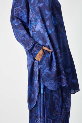 Payal Pratap-Laki Navy Blue Printed Tunic-INDIASPOPUP.COM