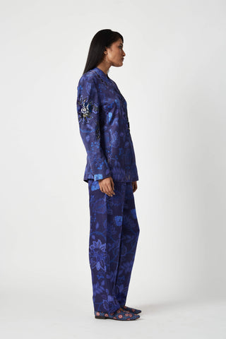 Payal Pratap-Bogor Navy Blue Printed Pants-INDIASPOPUP.COM