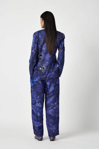 Payal Pratap-Bogor Navy Blue Printed Pants-INDIASPOPUP.COM