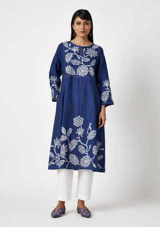 Payal Pratap-Lombok Blue Appliqué Kurta And Pants-INDIASPOPUP.COM
