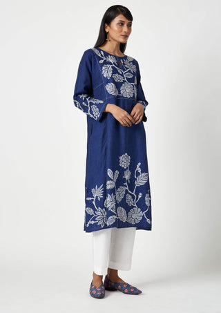 Payal Pratap-Lombok Blue Appliqué Kurta And Pants-INDIASPOPUP.COM