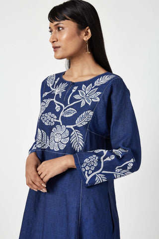Payal Pratap-Lombok Blue Appliqué Kurta And Pants-INDIASPOPUP.COM