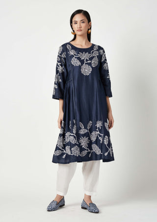 Payal Pratap-Timor Navy Appliqué Kurta And Pants-INDIASPOPUP.COM