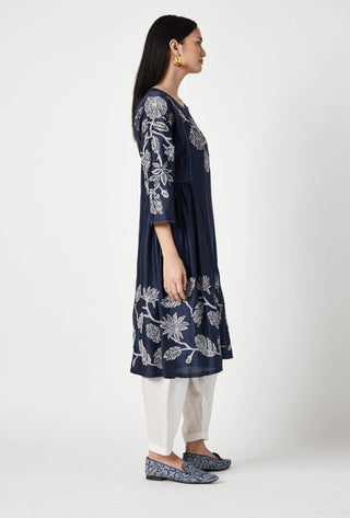 Payal Pratap-Timor Navy Appliqué Kurta And Pants-INDIASPOPUP.COM