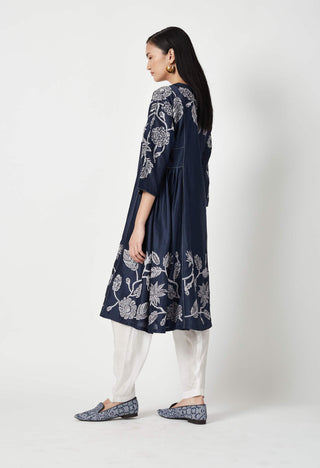 Payal Pratap-Timor Navy Appliqué Kurta And Pants-INDIASPOPUP.COM