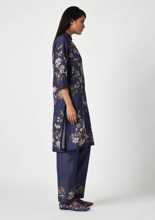 Payal Pratap-Kupang Navy Embroidered Kurta And Pants-INDIASPOPUP.COM