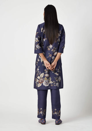 Payal Pratap-Kupang Navy Embroidered Kurta And Pants-INDIASPOPUP.COM