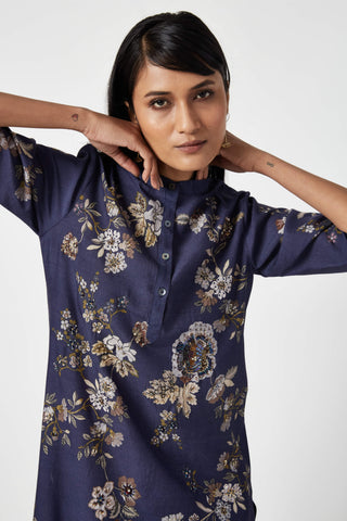 Payal Pratap-Kupang Navy Embroidered Kurta And Pants-INDIASPOPUP.COM