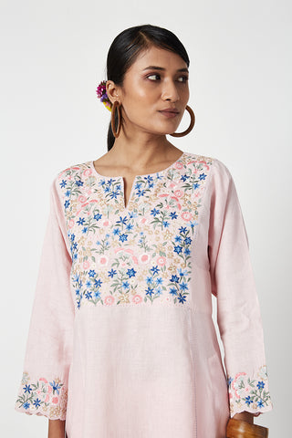 Payal Pratap-Sally Pink Embroidered Kurta Set-INDIASPOPUP.COM