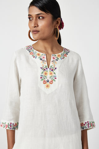 Payal Pratap-Jardin Ecru Embroidered Kurta Set-INDIASPOPUP.COM