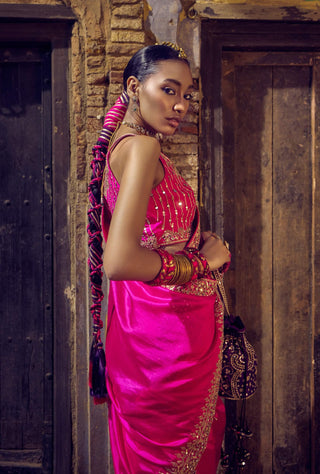 Punit Balana Gulabi Gulaal Classic Sari And Blouse available on indiaspopup