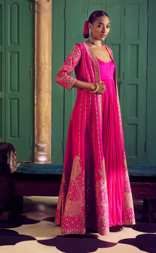 Punit Balana Gulabi Gulaal Rani Sa Anarkali And Jacket Set available on indiaspopup