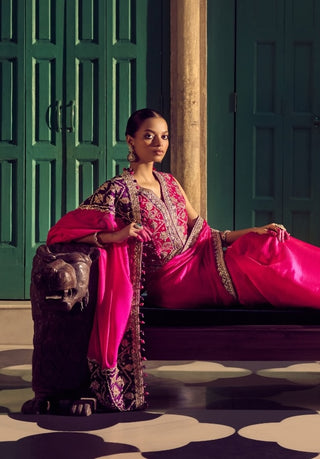 Punit Balana Gulabi Gulaal Johari Sari And Koti available on indiaspopup