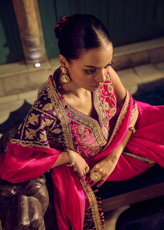 Punit Balana Gulabi Gulaal Johari Sari And Koti available on indiaspopup