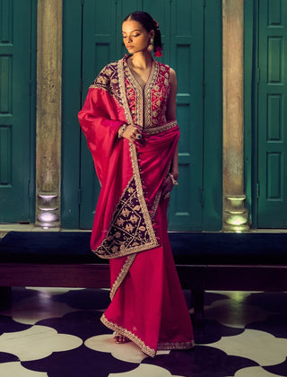 Punit Balana Gulabi Gulaal Johari Sari And Koti available on indiaspopup