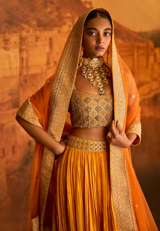 Punit Balana Mustard Salma Lehenga Set available on indiaspopup