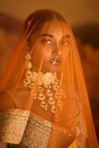 Punit Balana Mustard Salma Lehenga Set available on indiaspopup