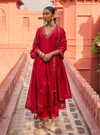 Punit Balana Red Alia Choga Set available on indiaspopup