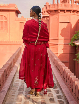 Punit Balana Red Alia Choga Set available on indiaspopup