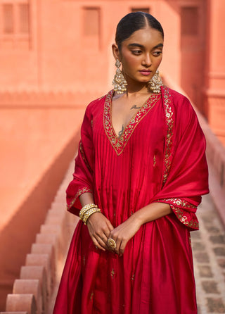 Punit Balana Red Alia Choga Set available on indiaspopup