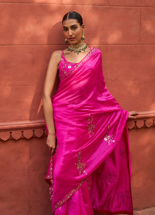 Punit Balana Rani Classic Gulaabi Sari And Blouse available on indiaspopup