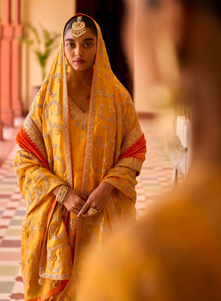 Punit Balana Mustard Mughal Gharara Set available on indiaspopup