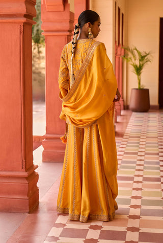 Punit Balana Mustard Jodha Sharara Set available on indiaspopup