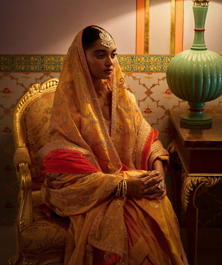 Punit Balana Mustard Mughal Gharara Set available on indiaspopup