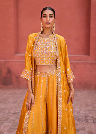 Punit Balana Mustard Rani Sa Sharara Set available on indiaspopup