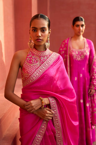 Punit Balana Rani Classic Embroidered Sari And Blouse available on indiaspopup