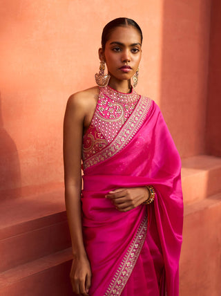 Punit Balana Rani Classic Embroidered Sari And Blouse available on indiaspopup