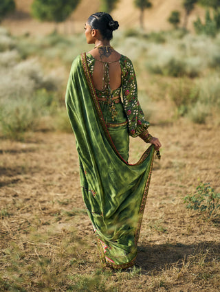 Punit Balana Kaccha Aam Ranthambore Print Sari Set available on indiaspopup