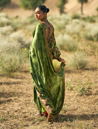 Punit Balana Kaccha Aam Ranthambore Print Sari Set available on indiaspopup