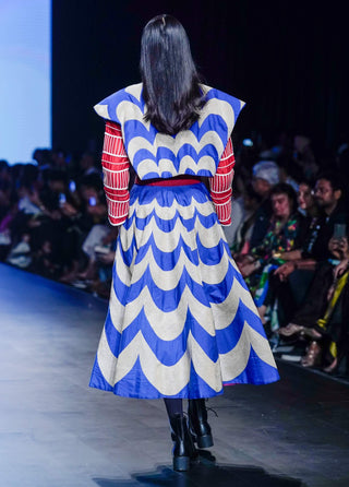 Ink Blue Embroidered Cape And Skirt Set by Ka-Sha available on Indiaspopup