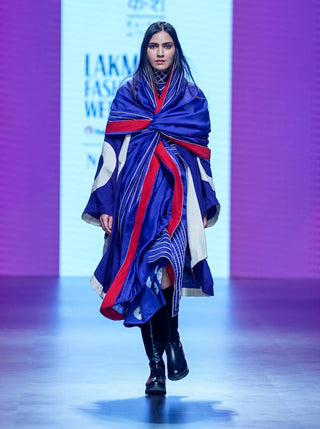 Navy Apla Sari And Jacket Set by Ka-Sha available on Indiaspopup
