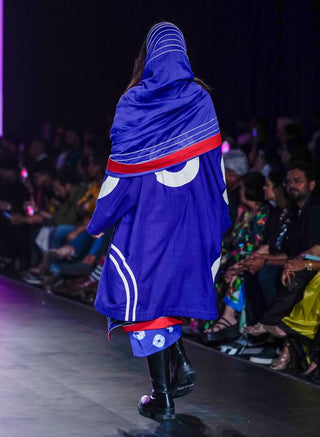 Navy Apla Sari And Jacket Set by Ka-Sha available on Indiaspopup