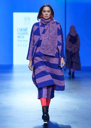 Navy Purple Tunic And Jacket Set by Ka-Sha available on Indiaspopup