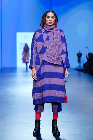 Navy Purple Tunic And Jacket Set by Ka-Sha available on Indiaspopup