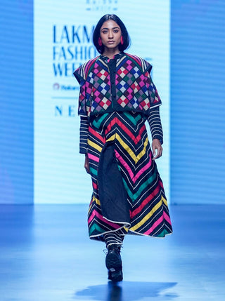 Chokan Multicolor Tunic And Jacket Set by Ka-Sha available on Indiaspopup