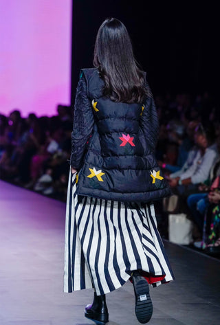 Black Multi Puffer Jacket And Skirt Set by Ka-Sha available on Indiaspopup