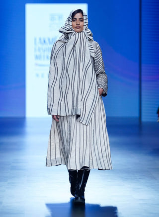 Off-White Thakur Dress, Shawl And Pants by Ka-Sha available on Indiaspopup