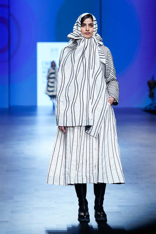 Off-White Thakur Dress, Shawl And Pants by Ka-Sha available on Indiaspopup