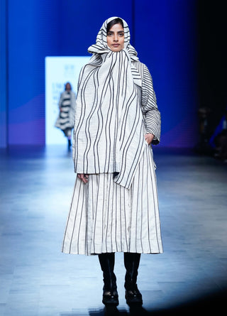 Off-White Thakur Dress, Shawl And Pants by Ka-Sha available on Indiaspopup