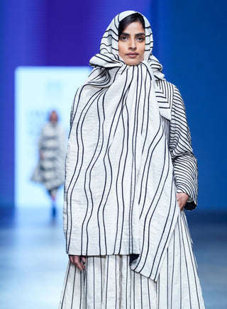 Off-White Thakur Dress, Shawl And Pants by Ka-Sha available on Indiaspopup