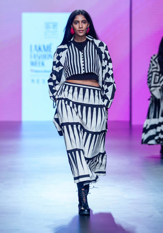 Black White Chess Shirt And Skirt Set by Ka-Sha available on Indiaspopup