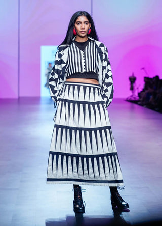 Black White Chess Shirt And Skirt Set by Ka-Sha available on Indiaspopup