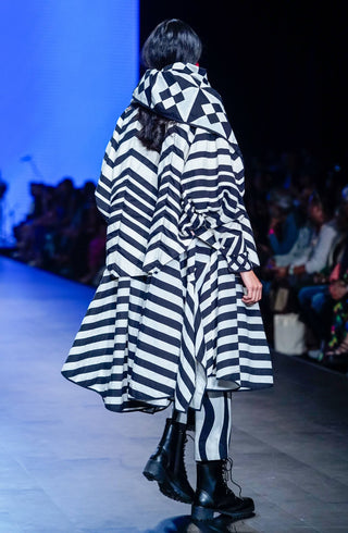 Black White Striped Tunic And Pant Set by Ka-Sha available on Indiaspopup